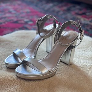 Circus by Sam Edelman Strappy Platform Block Heels in Silver